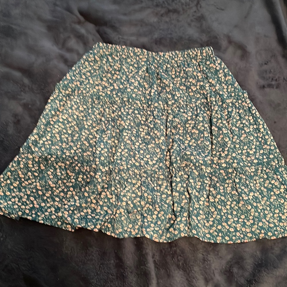layered green floral skirt from shein